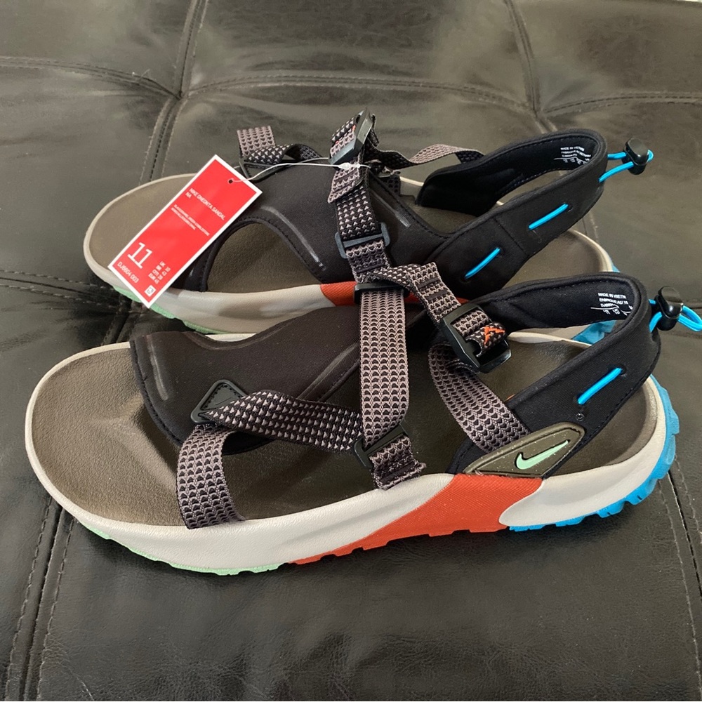 NEW Nike Oneonta Sandals Enamel Green Blk Cobblestone DJ6604-003 Men’s US Sz 11W